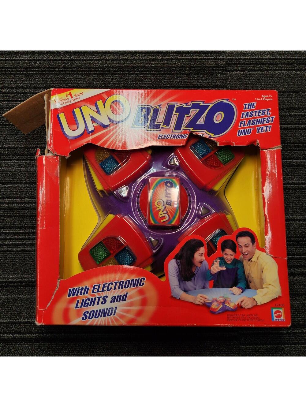 Mattel UNO Blitzo Electronic Lights Sound Game 2003 Tested Complete